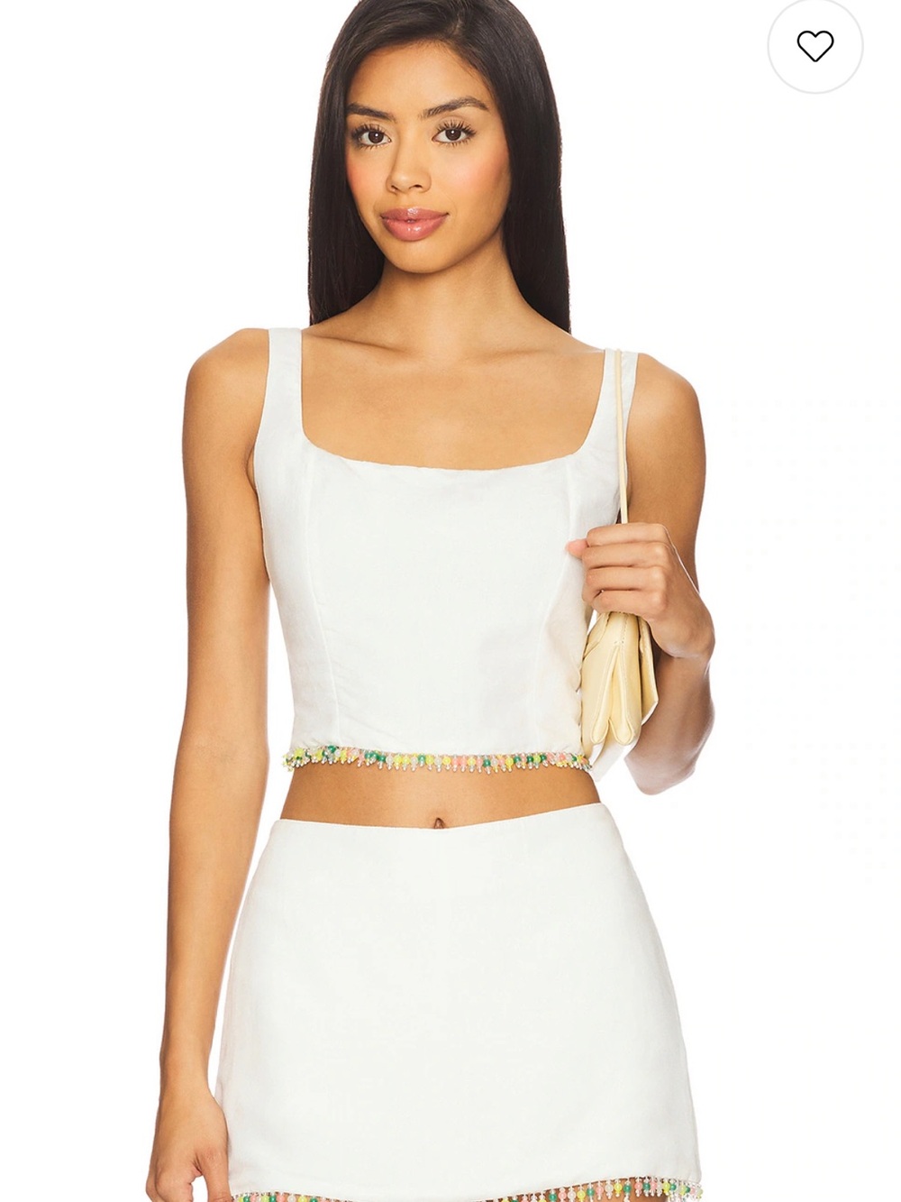 NWT Amanda Uprichard Jace Fringe Beaded Top Ivory